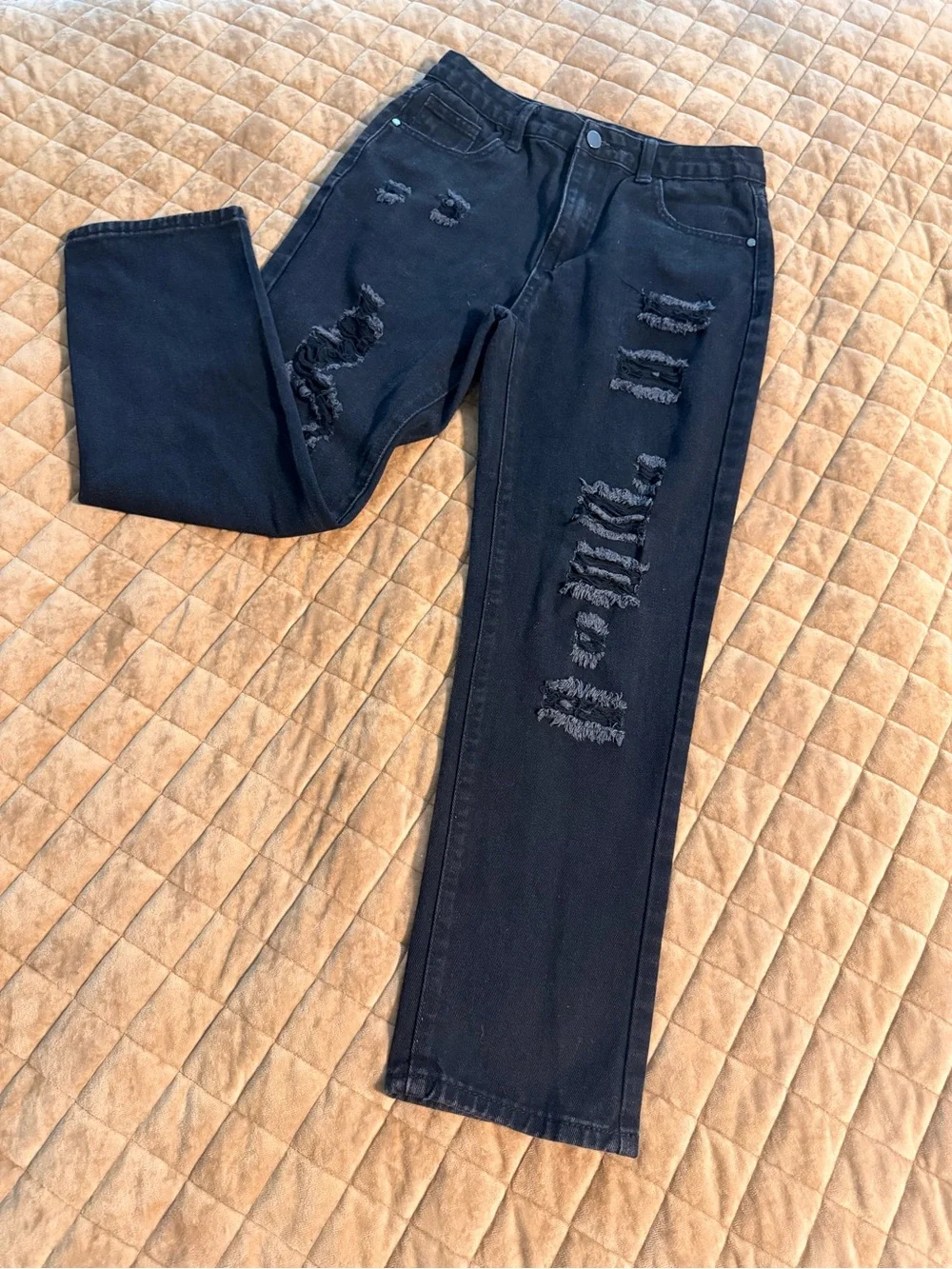 The Children's Place Red Tee with Black Distressed Jeans